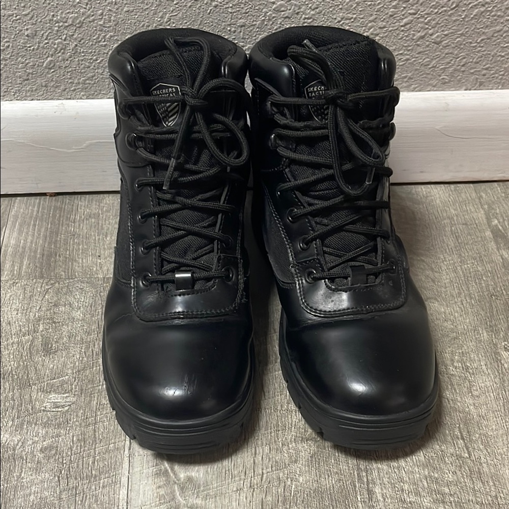 Skechers Men's Black Tactical Lace-Up Work Boots - Picture 3 of 13